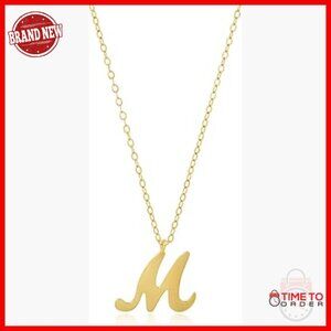 10k Solid Gold Dainty Script Initial Necklace 16+2 Inches Extendable